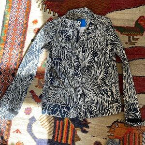 New ADIDAS originals navy blue and white cream jungle leaf zip-up jacket. Small